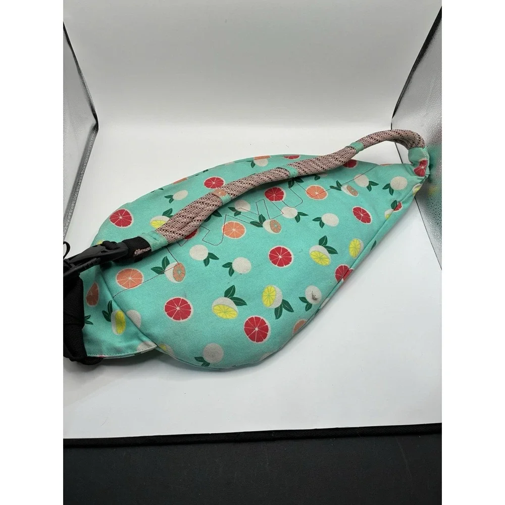 KAVU Blue/Green Multicolor Citrus Print Sling Bag Daypack, Zip, Adjustable Strap